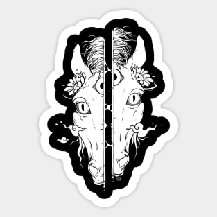 Split Face Horse, Weird Art Sticker